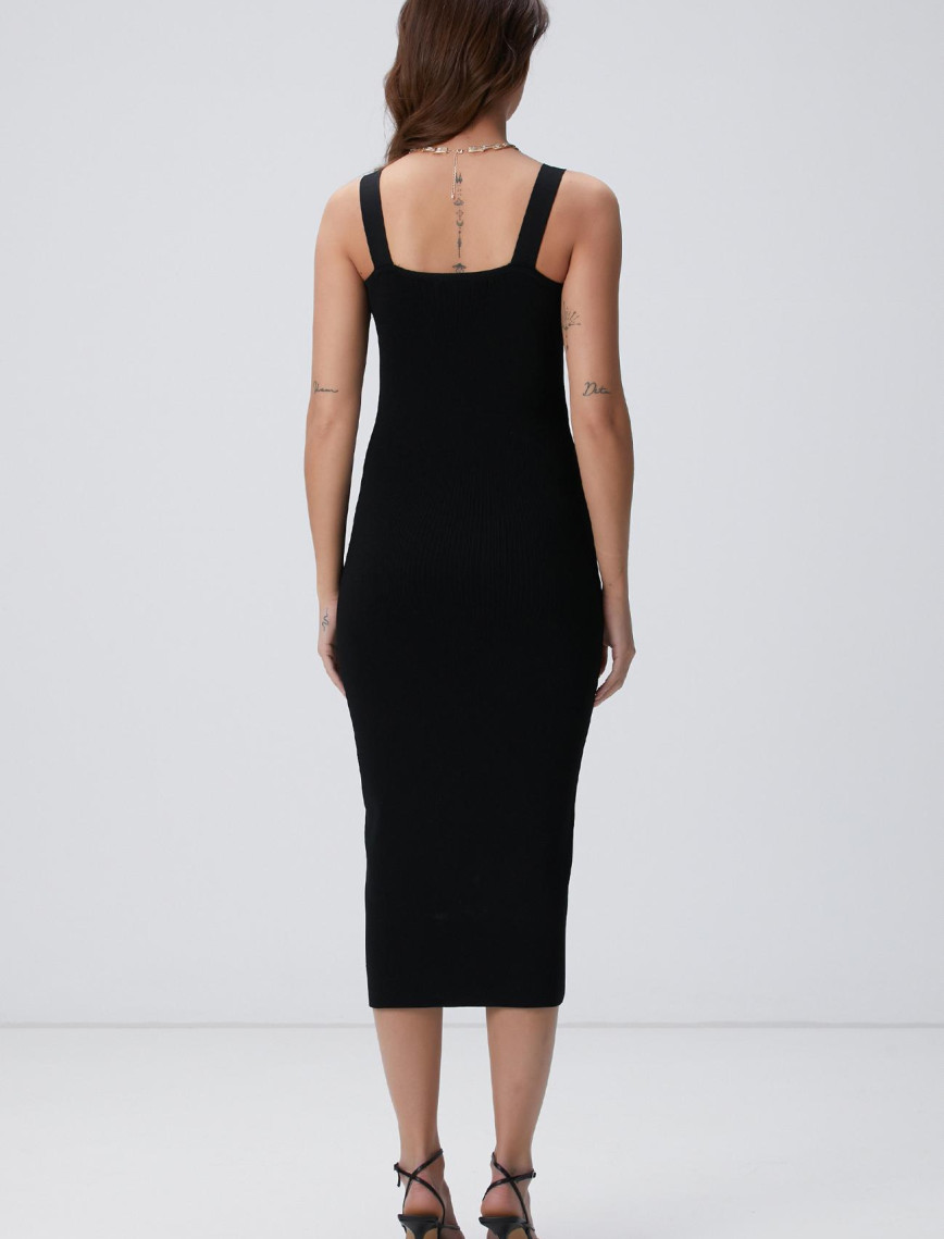 Network Kadın Siyah Midi Triko Elbise Network Kadın Siyah Midi Triko Elbise