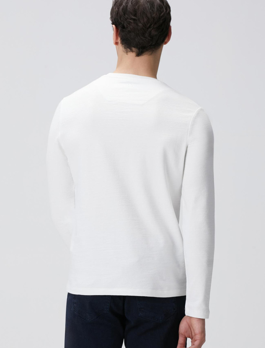 Network Erkek Kırık Beyaz Uzun Kollu Pamuk T-shirt Network Erkek Kırık Beyaz Uzun Kollu Pamuk T-shirt