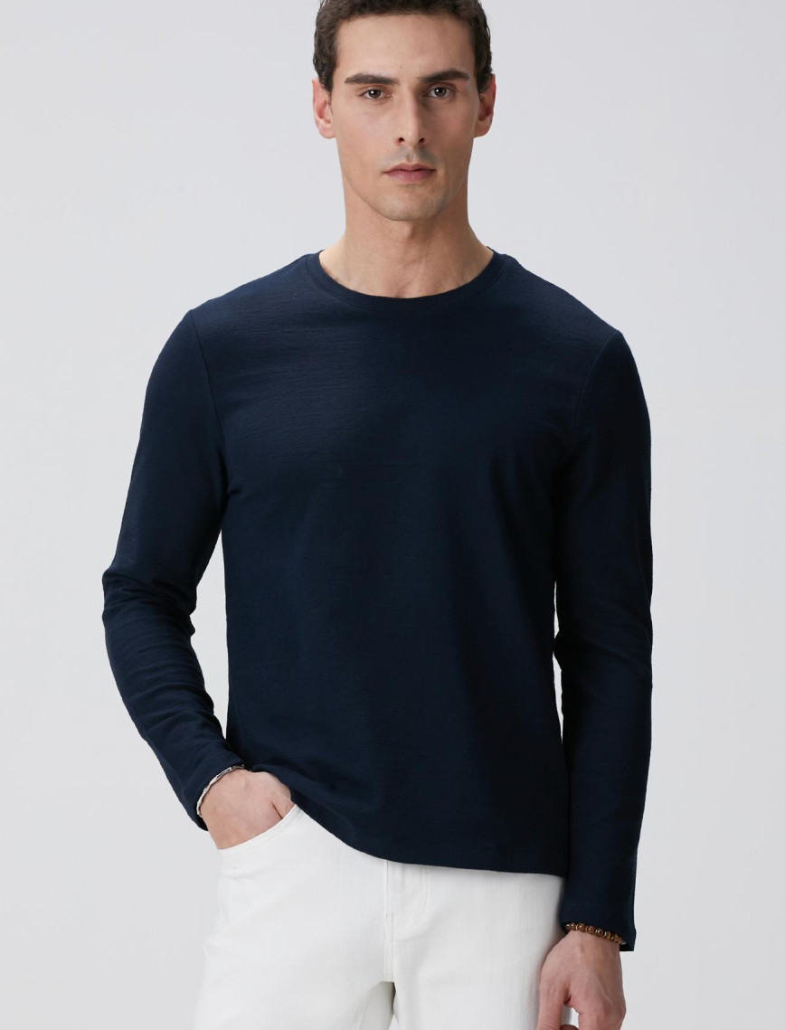 Network Erkek Lacivert Uzun Kollu Pamuk T-shirt Network Erkek Lacivert Uzun Kollu Pamuk T-shirt