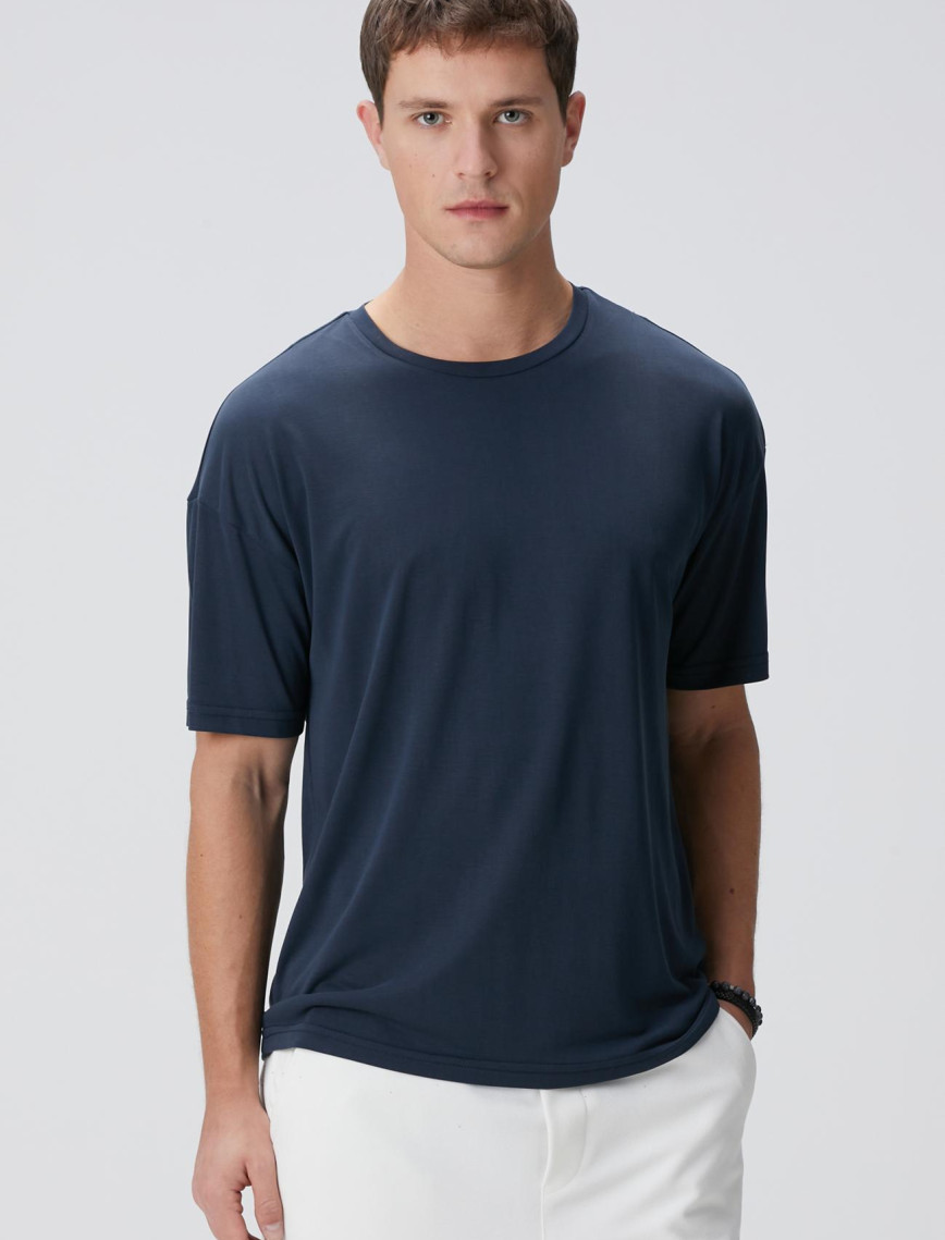 Network Erkek Lacivert Modal Karışımlı T-shirt Network Erkek Lacivert Modal Karışımlı T-shirt