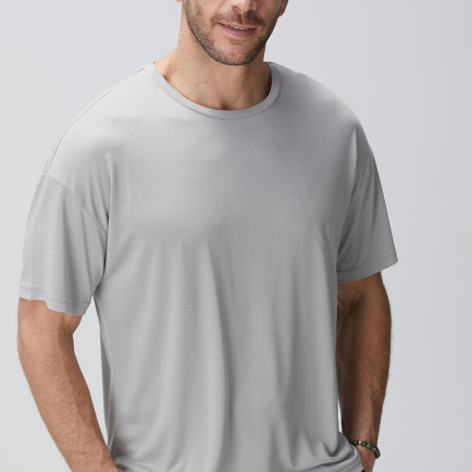 Network Erkek Gri Modal Karışımlı T-shirt Network Erkek Gri Modal Karışımlı T-shirt