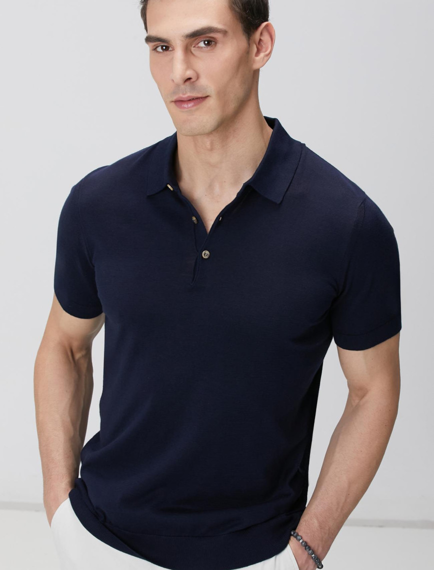 Network Erkek Lacivert Polo Yaka Kazak Network Erkek Lacivert Polo Yaka Kazak
