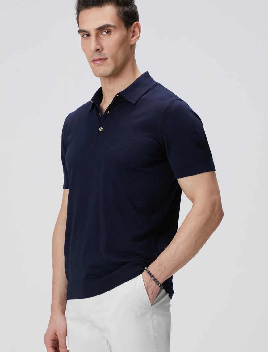 Network Erkek Lacivert Polo Yaka Kazak Network Erkek Lacivert Polo Yaka Kazak