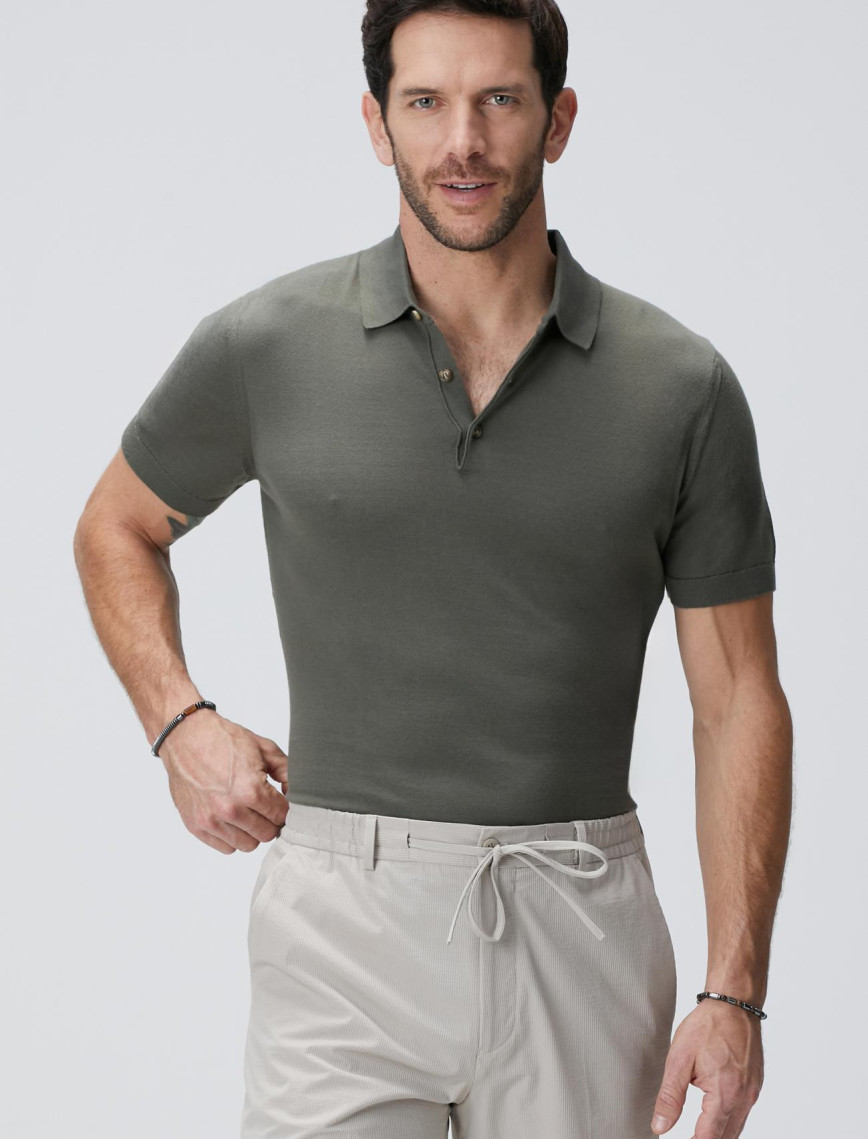 Network Erkek Haki Polo Yaka Kazak Network Erkek Haki Polo Yaka Kazak