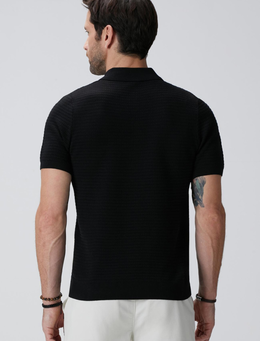 Network Erkek Siyah Kısa Kollu Kazak