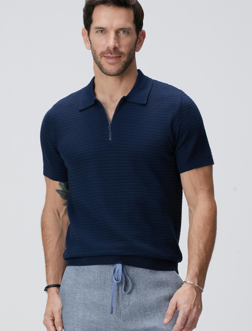 Network Erkek Lacivert Polo Yaka Kazak Network Erkek Lacivert Polo Yaka Kazak