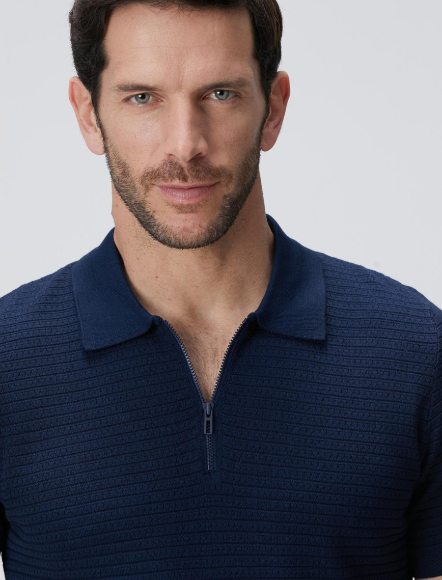 Network Erkek Lacivert Polo Yaka Kazak Network Erkek Lacivert Polo Yaka Kazak