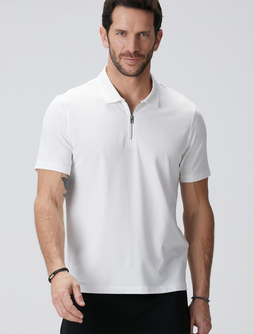 Network Erkek N-Tech Beyaz Polo Yaka Merserize T-shirt Network Erkek N-Tech Beyaz Polo Yaka Merserize T-shirt