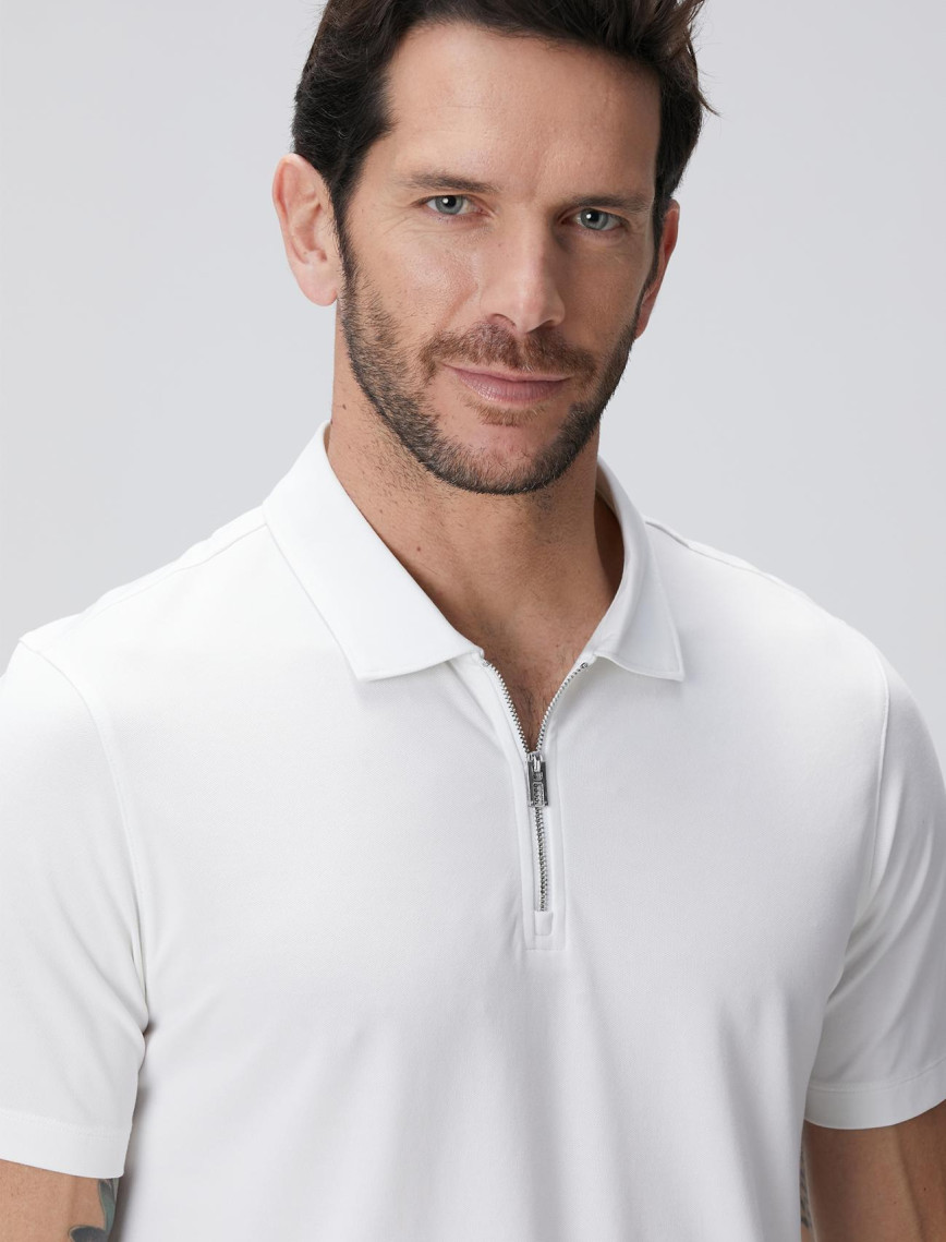 Network Erkek N-Tech Beyaz Polo Yaka Merserize T-shirt Network Erkek N-Tech Beyaz Polo Yaka Merserize T-shirt