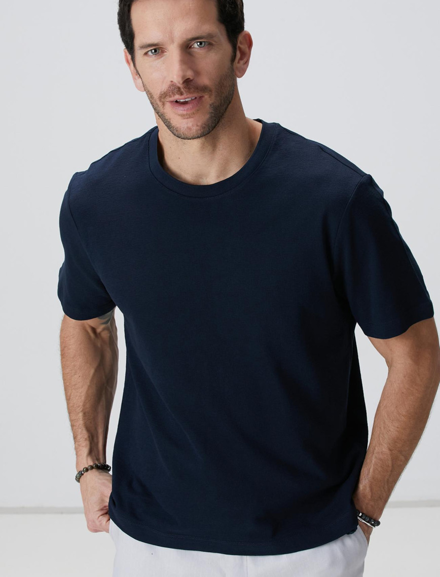 Network Erkek Lacivert Jakarlı T-shirt Network Erkek Lacivert Jakarlı T-shirt