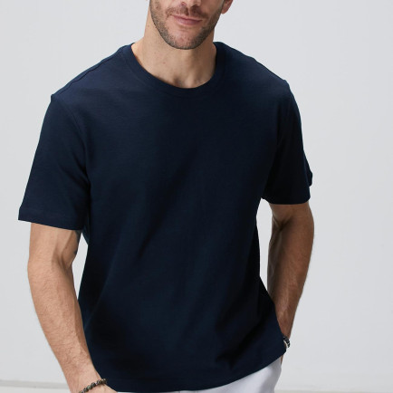 Network Erkek Lacivert Jakarlı T-shirt Network Erkek Lacivert Jakarlı T-shirt