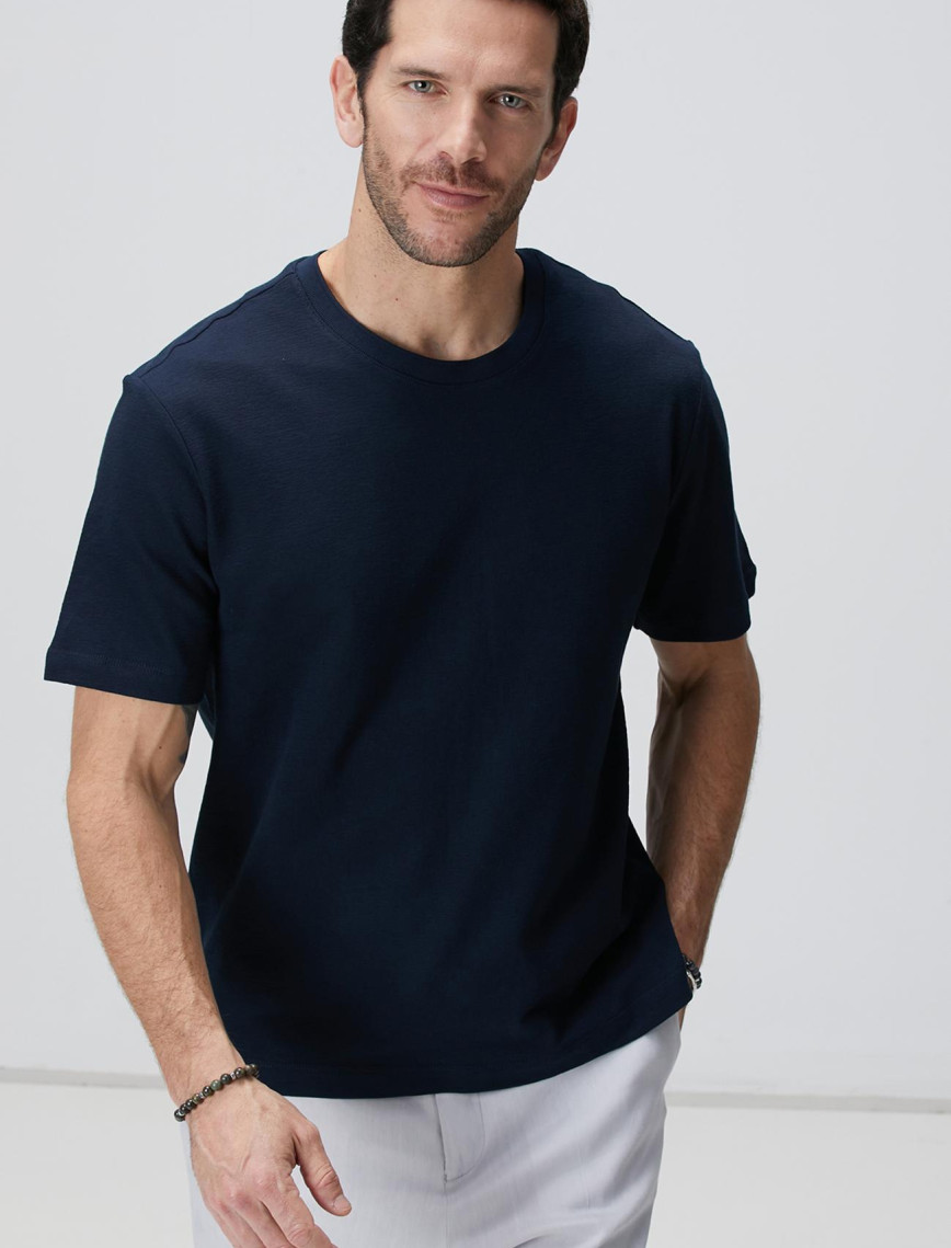 Network Erkek Lacivert Jakarlı T-shirt Network Erkek Lacivert Jakarlı T-shirt