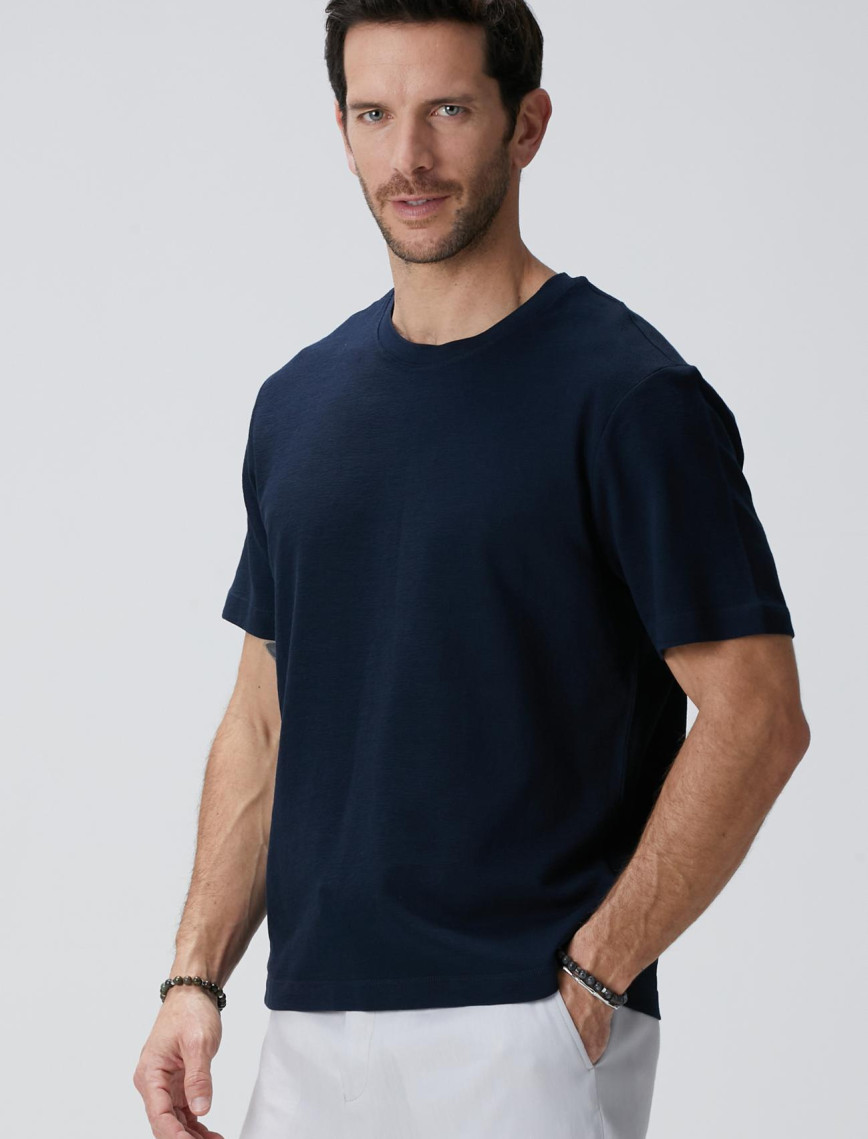 Network Erkek Lacivert Jakarlı T-shirt Network Erkek Lacivert Jakarlı T-shirt