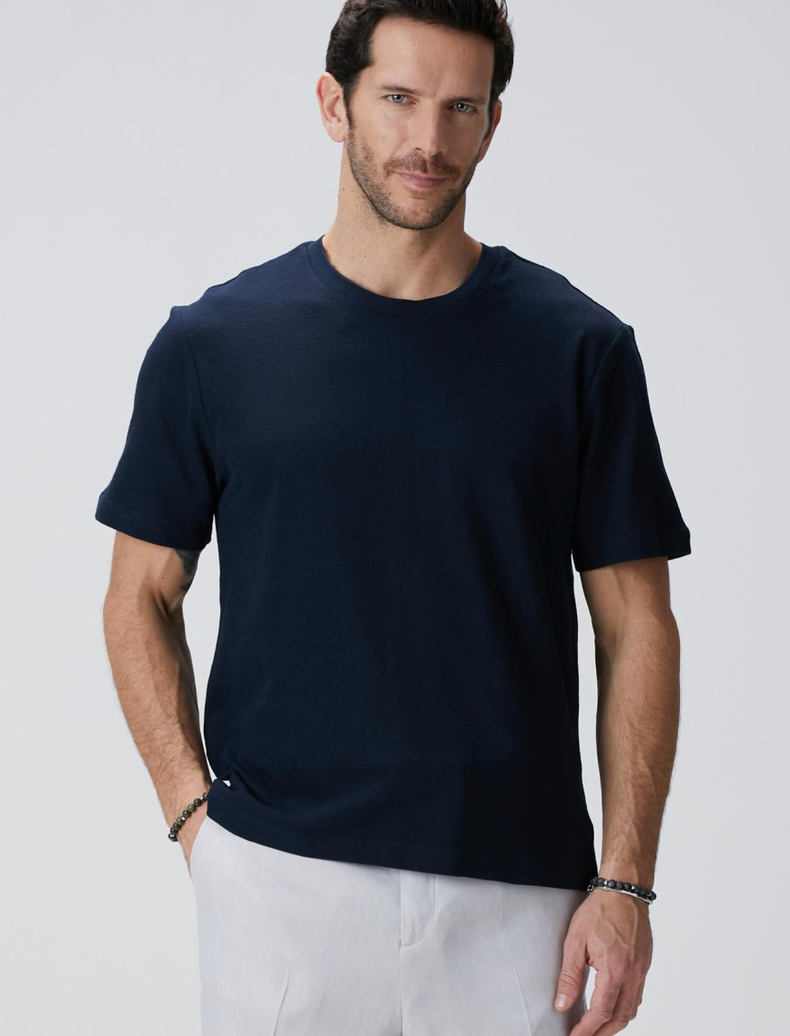 Network Erkek Lacivert Jakarlı T-shirt Network Erkek Lacivert Jakarlı T-shirt