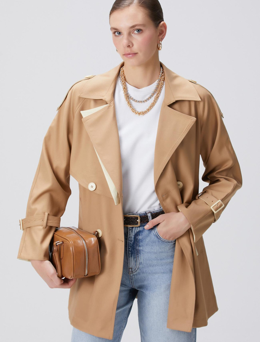 Network Kadın Bej Kruvaze Trench Coat Network Kadın Bej Kruvaze Trench Coat