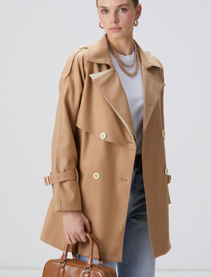 Network Kadın Bej Kruvaze Trench Coat Network Kadın Bej Kruvaze Trench Coat