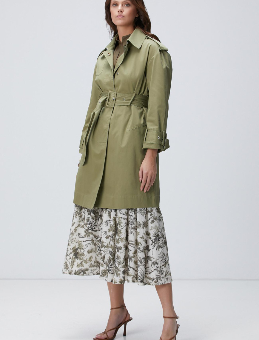 Network Kadın Haki Kemerli Pardösü Network Kadın Haki Kemerli Pardösü