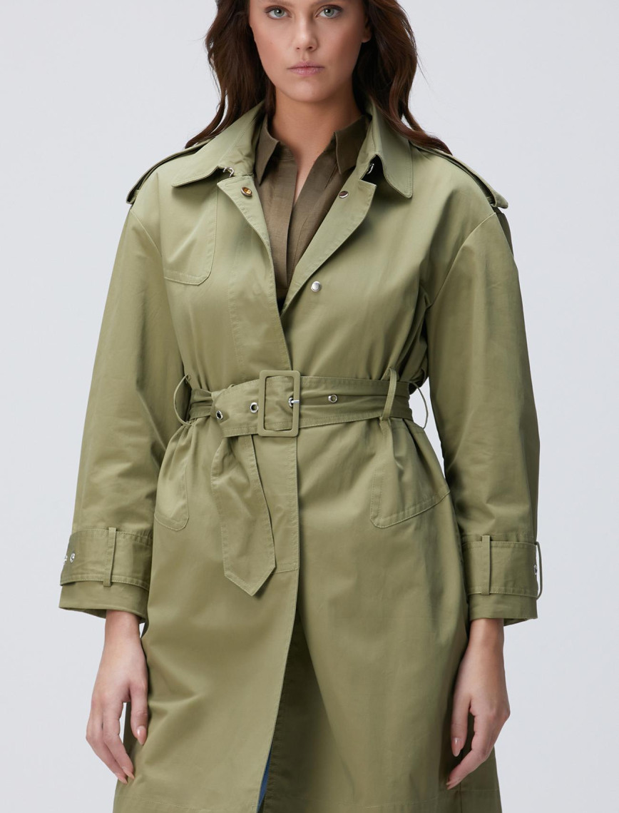 Network Kadın Haki Kemerli Pardösü Network Kadın Haki Kemerli Pardösü