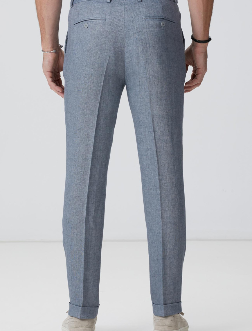 Network Erkek Mavi Keten Karışımlı Pantolon Network Erkek Mavi Keten Karışımlı Pantolon