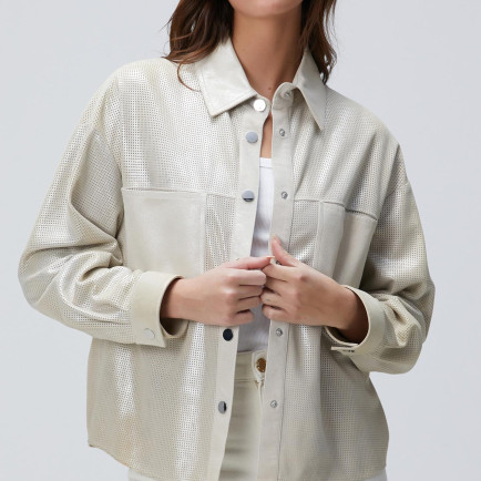 Network Kadın Taş Varaklı Deri Gömlek Network Kadın Taş Varaklı Deri Gömlek