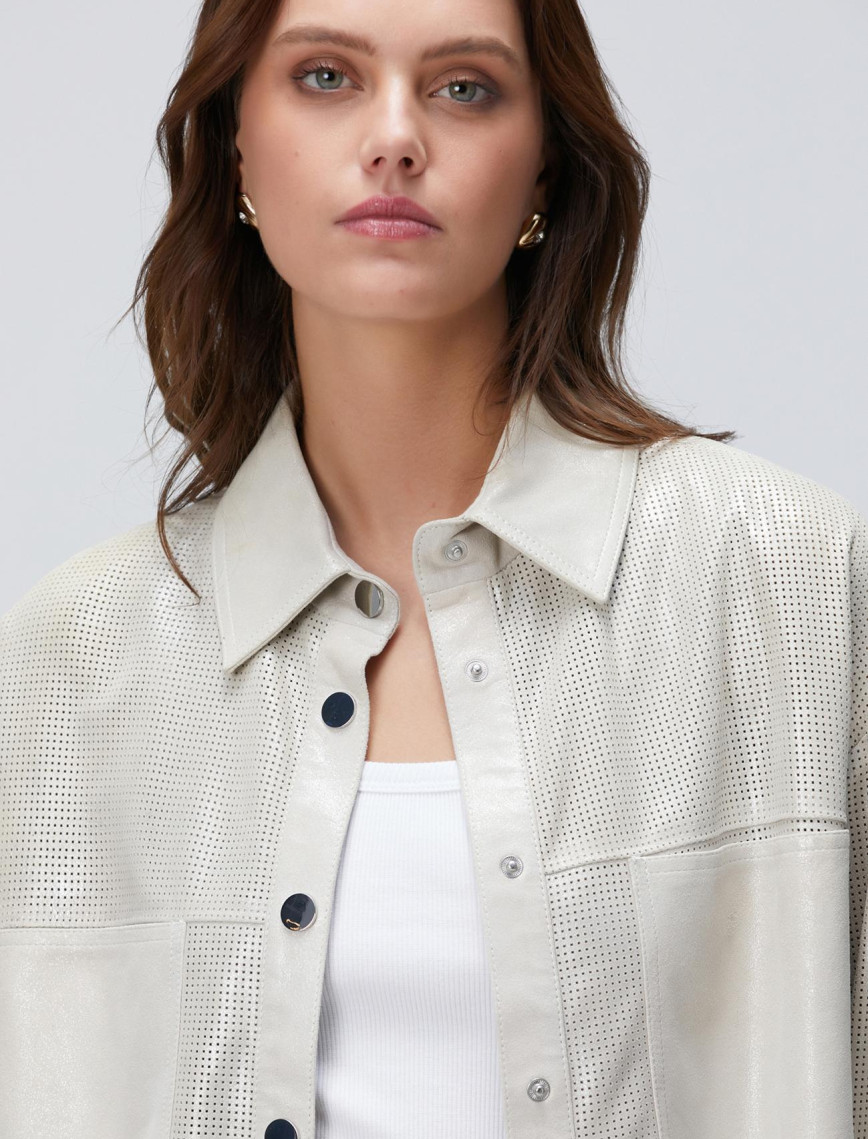 Network Kadın Taş Varaklı Deri Gömlek Network Kadın Taş Varaklı Deri Gömlek