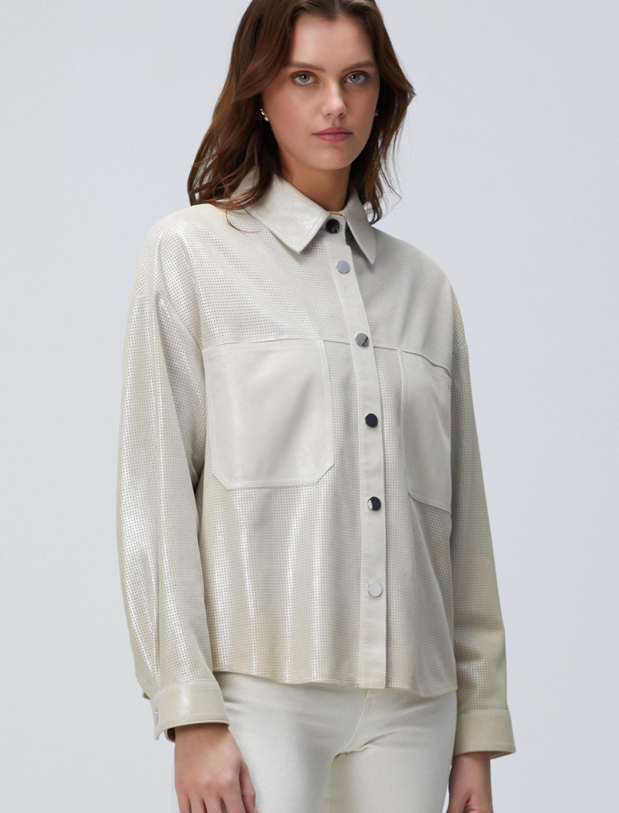 Network Kadın Taş Varaklı Deri Gömlek Network Kadın Taş Varaklı Deri Gömlek