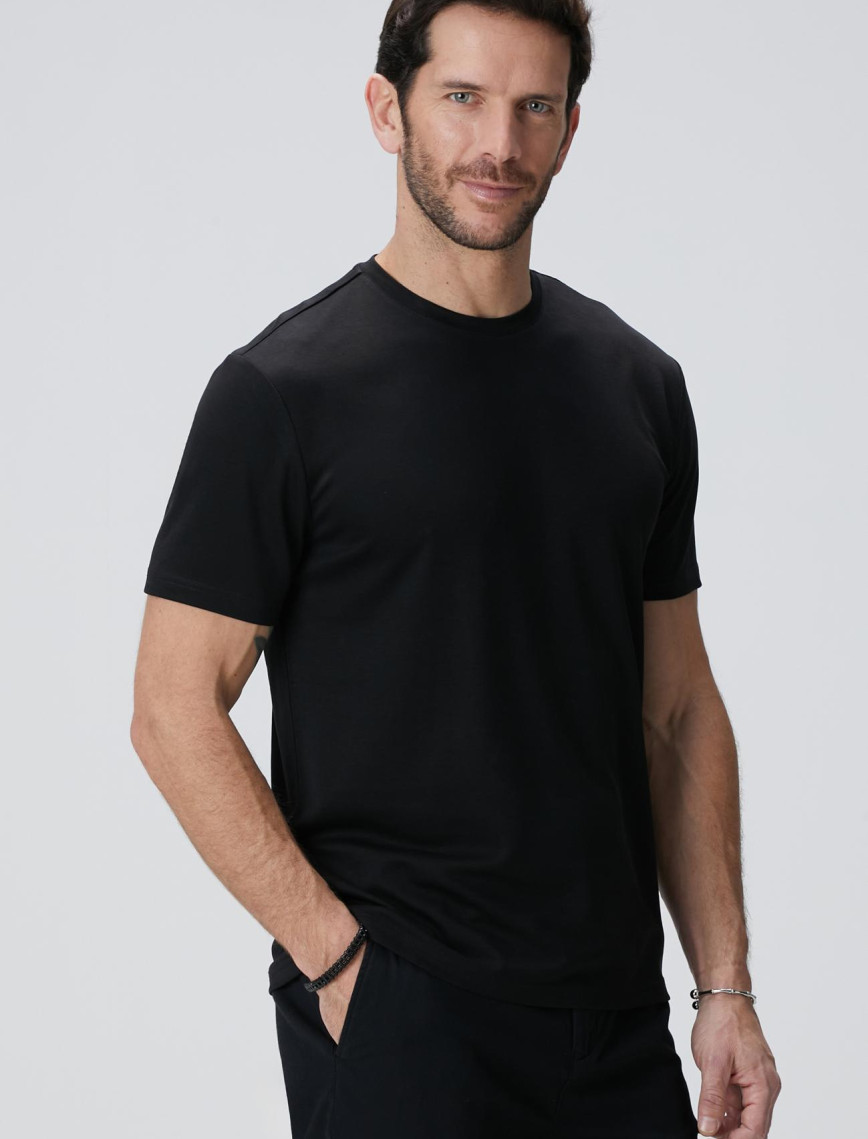 Network Erkek Siyah Basic T-shirt