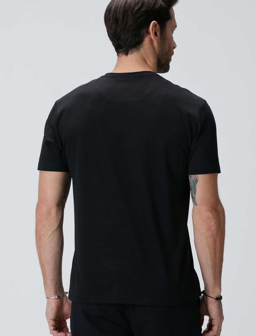 Network Erkek Siyah Basic T-shirt