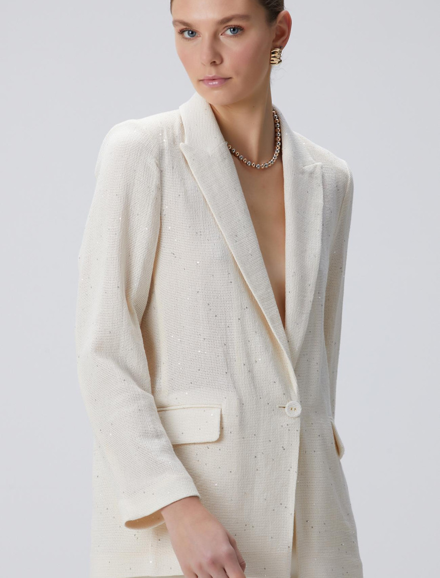 Network Kadın Limited Kırıkbeyaz Payetli Ceket Network Kadın Limited Kırıkbeyaz Payetli Ceket