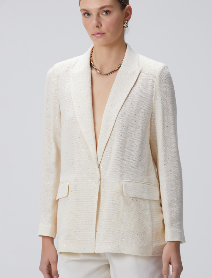 Network Kadın Limited Kırıkbeyaz Payetli Ceket Network Kadın Limited Kırıkbeyaz Payetli Ceket