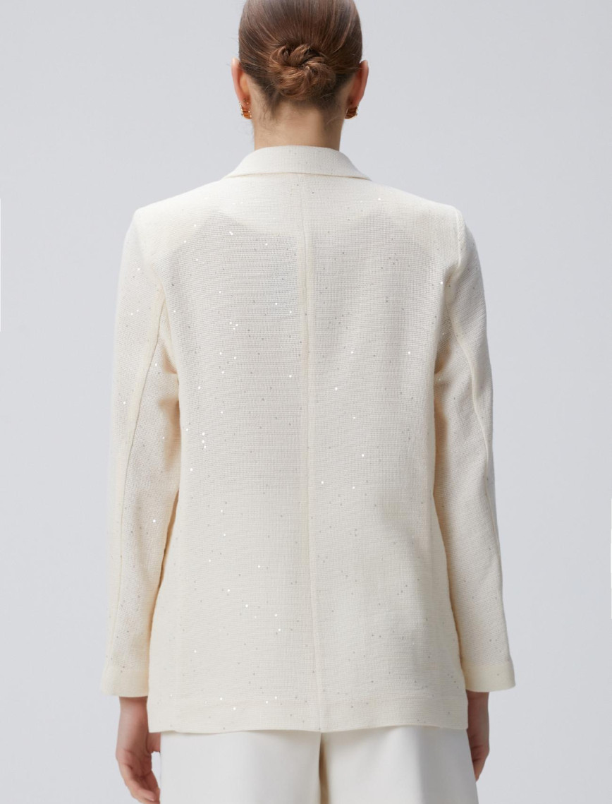 Network Kadın Limited Kırıkbeyaz Payetli Ceket Network Kadın Limited Kırıkbeyaz Payetli Ceket