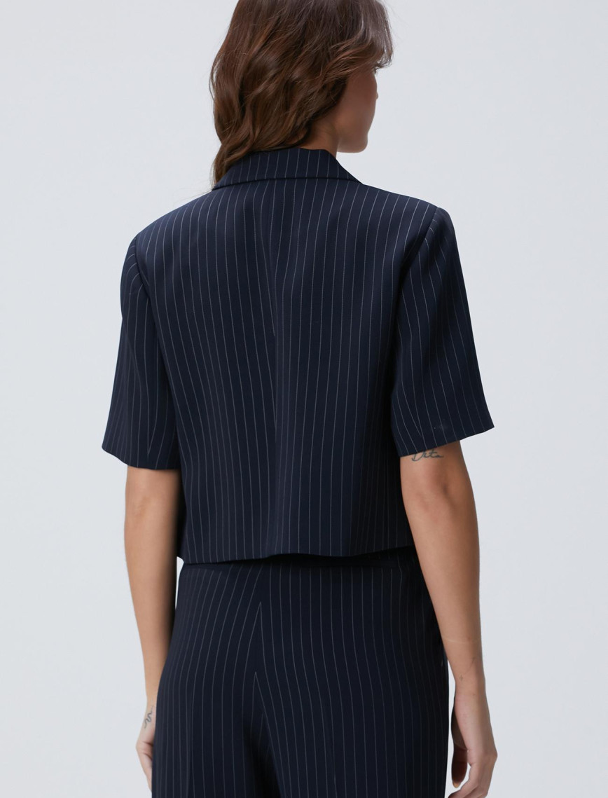Network Kadın Lacivert Çizgili Ceket Network Kadın Lacivert Çizgili Ceket