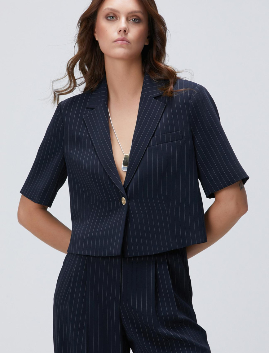 Network Kadın Lacivert Çizgili Ceket Network Kadın Lacivert Çizgili Ceket