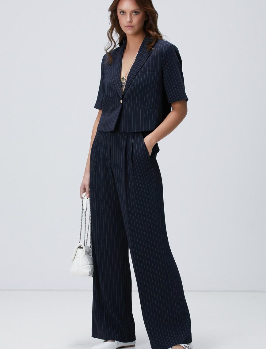 Network Kadın Lacivert Çizgili Ceket Network Kadın Lacivert Çizgili Ceket