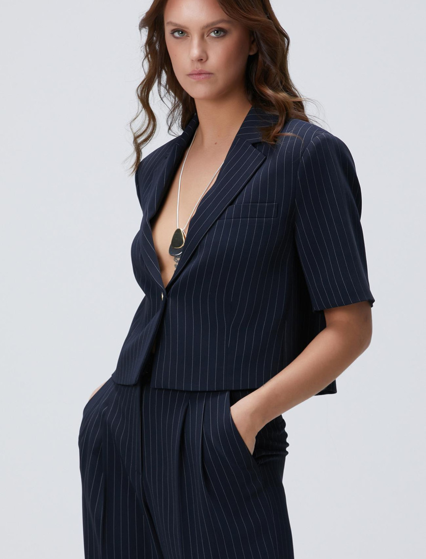 Network Kadın Lacivert Çizgili Ceket Network Kadın Lacivert Çizgili Ceket