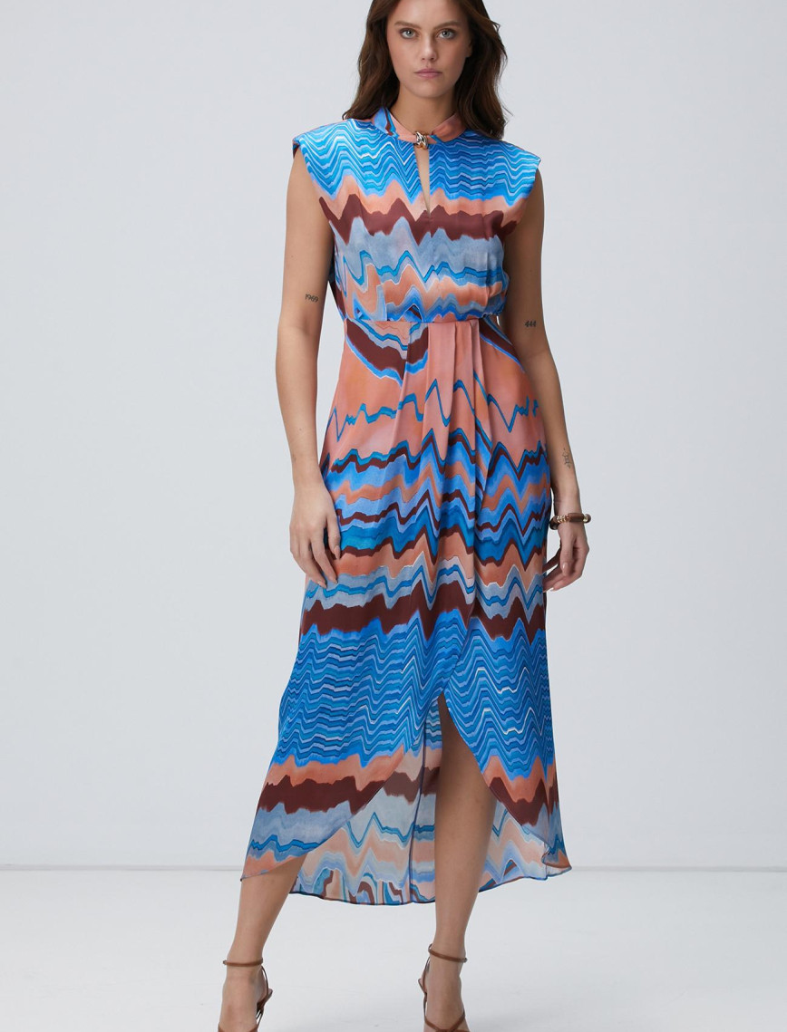 Network Kadın Renkli Desenli Maksi Elbise