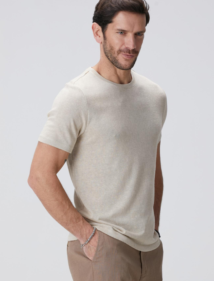 Network Erkek Bej Basic T-shirt Network Erkek Bej Basic T-shirt