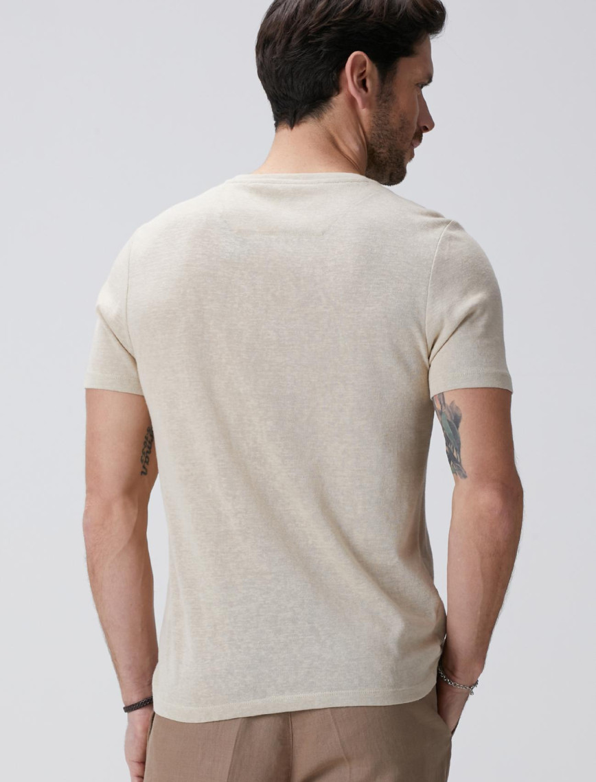 Network Erkek Bej Basic T-shirt Network Erkek Bej Basic T-shirt