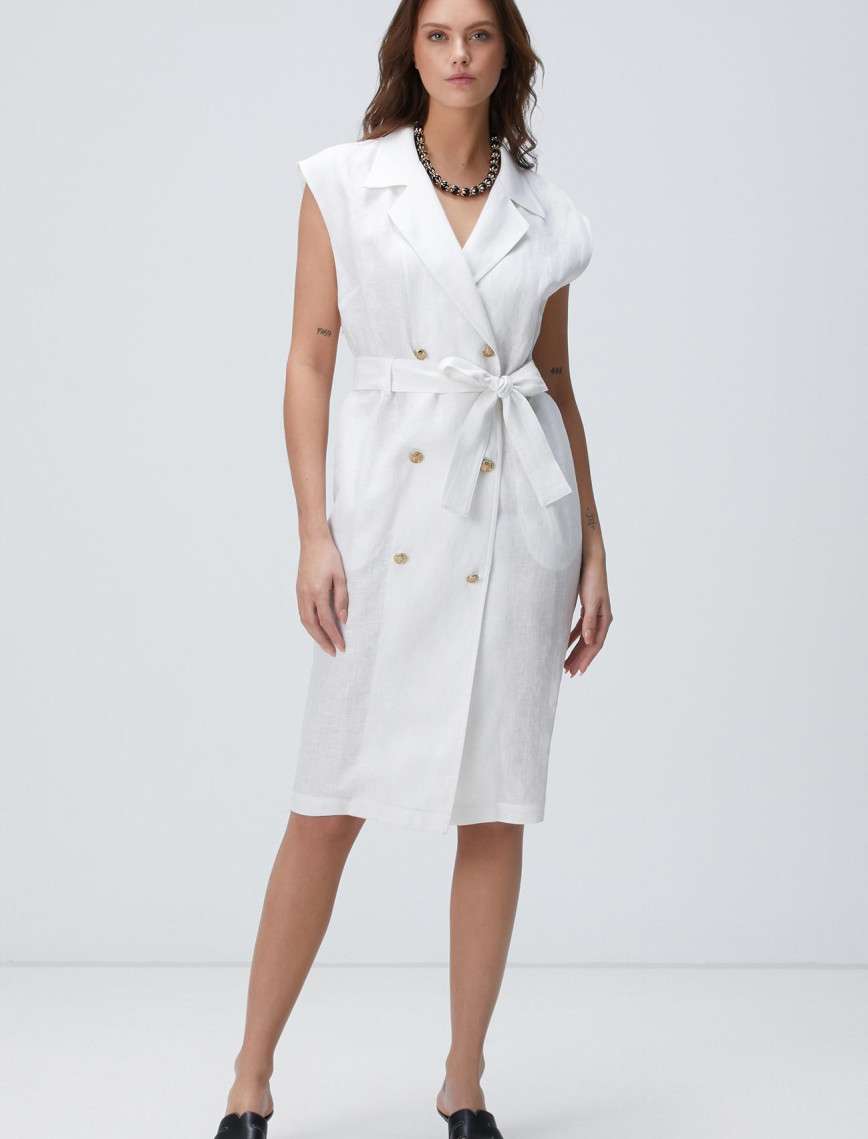 Network Kadın Beyaz Keten Elbise Network Kadın Beyaz Keten Elbise