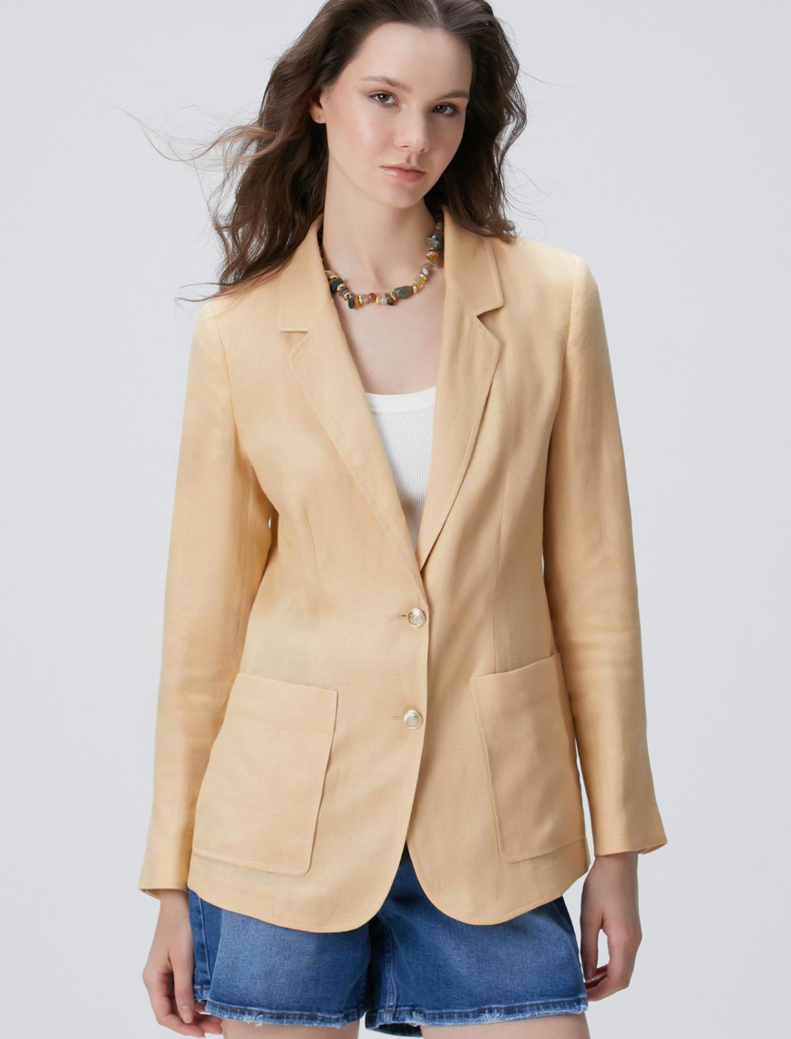 Network Kadın Bej Keten Ceket Network Kadın Bej Keten Ceket