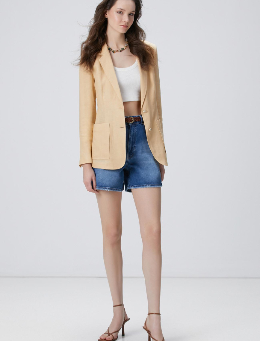 Network Kadın Bej Keten Ceket Network Kadın Bej Keten Ceket