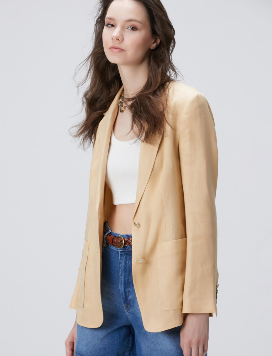 Network Kadın Bej Keten Ceket Network Kadın Bej Keten Ceket