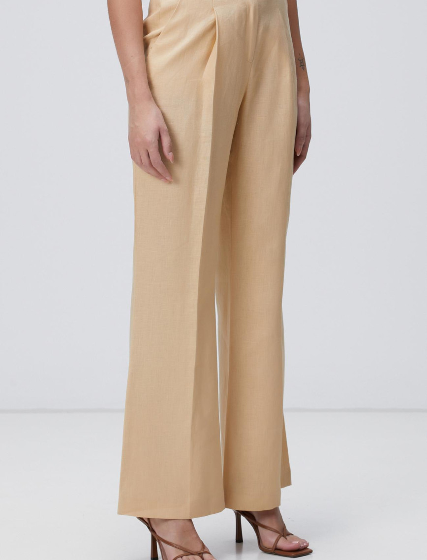 Network Kadın Bej Keten Pantolon