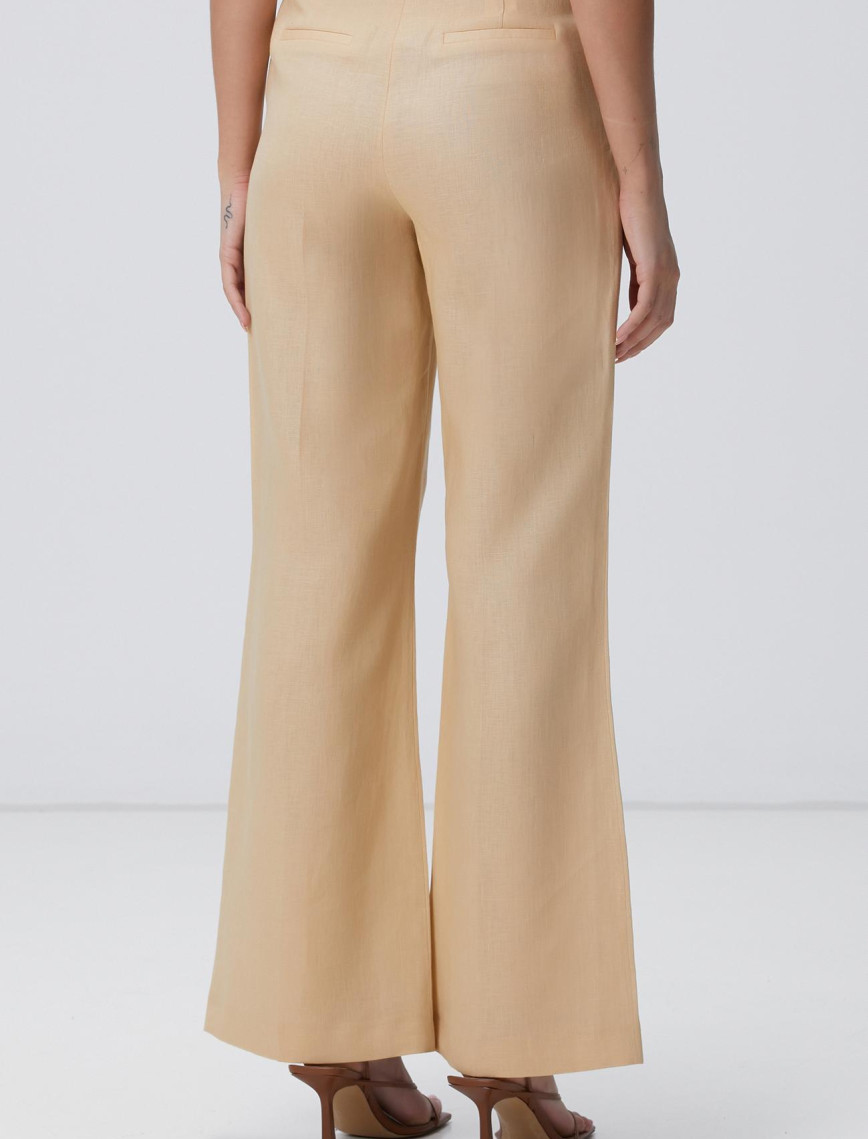 Network Kadın Bej Keten Pantolon