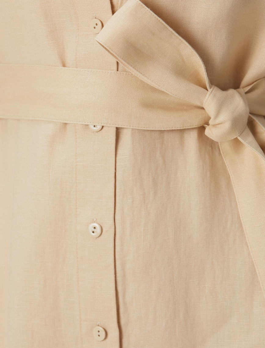 Network Kadın Bej Keten Midi Elbise Network Kadın Bej Keten Midi Elbise