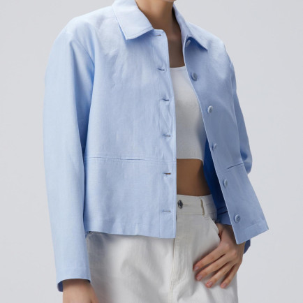 Network Kadın Açık Mavi Keten Ceket Network Kadın Açık Mavi Keten Ceket