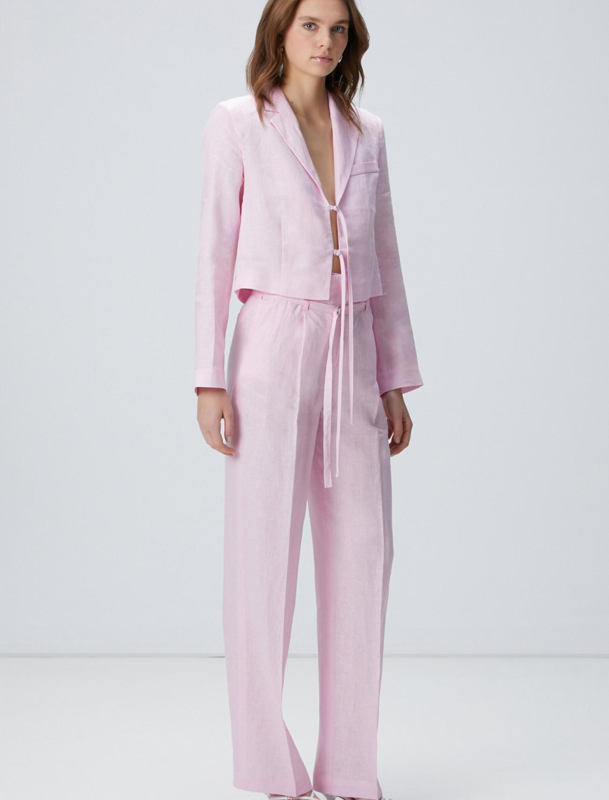 Network Kadın Pembe Keten Ceket