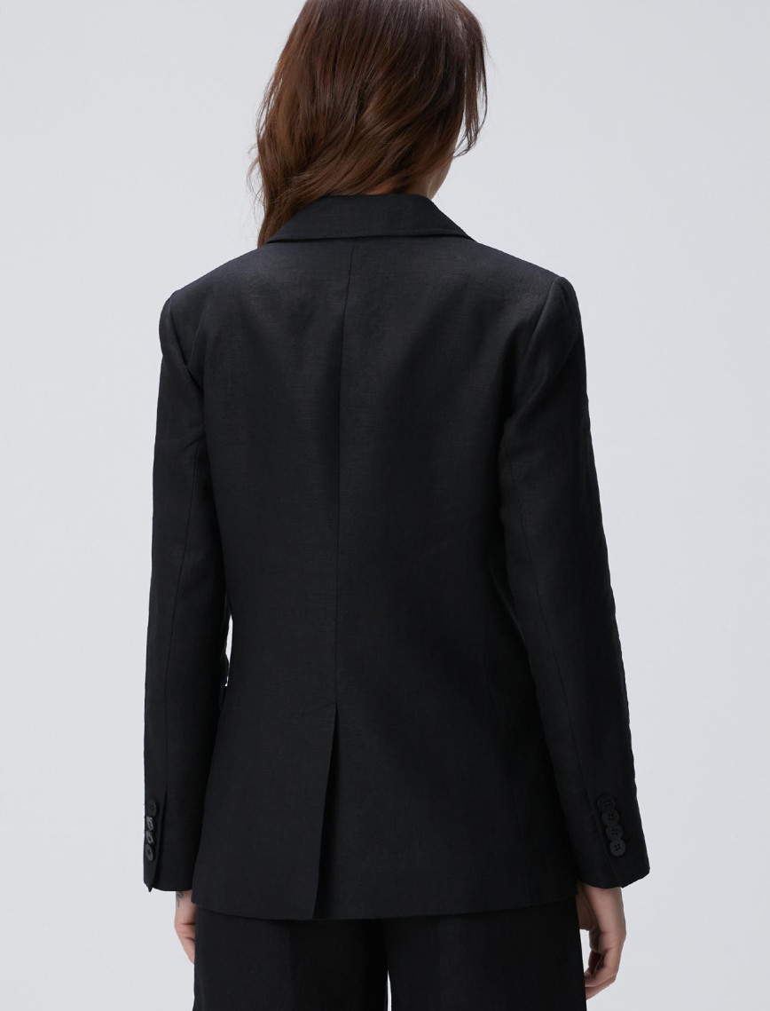 Network Kadın Siyah Keten Ceket Network Kadın Siyah Keten Ceket