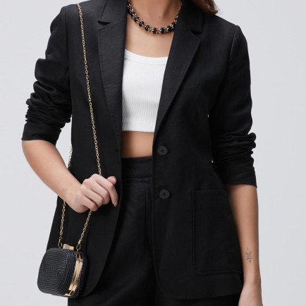 Network Kadın Siyah Keten Ceket Network Kadın Siyah Keten Ceket