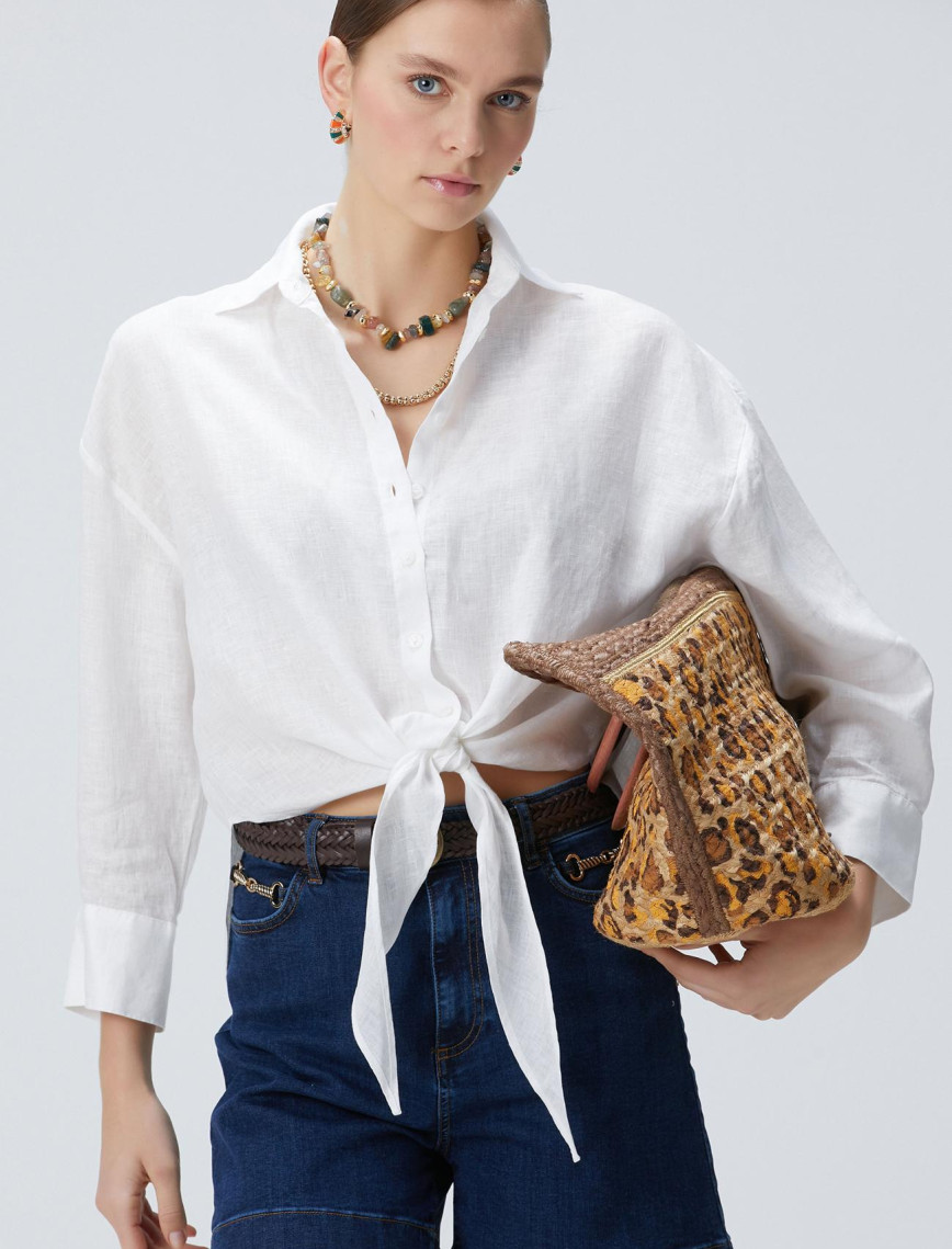 Network Kadın Beyaz Keten Gömlek Network Kadın Beyaz Keten Gömlek